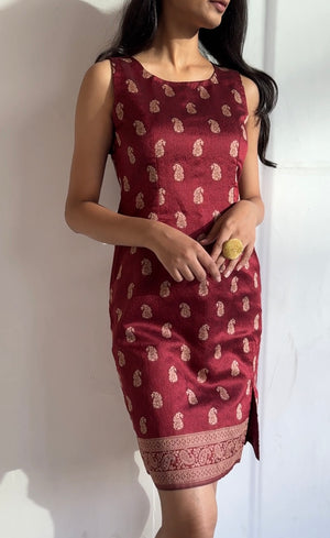 Merlot Saree Pencil Dress