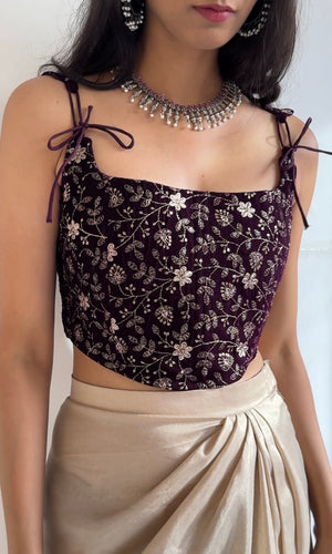 Jamuni Embroidered Velvet Corset