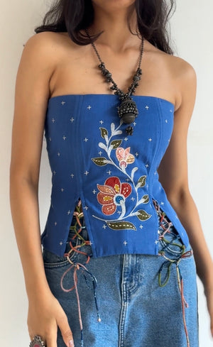 Blue Iris Applique Corset