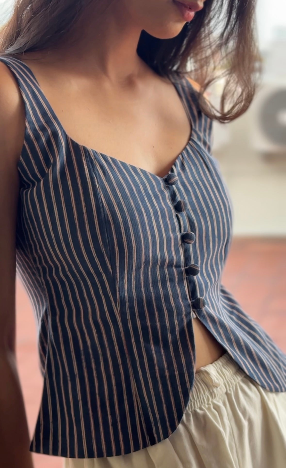 Blue Stripes Corset Top