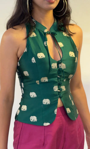 Emerald Silk Halter Top