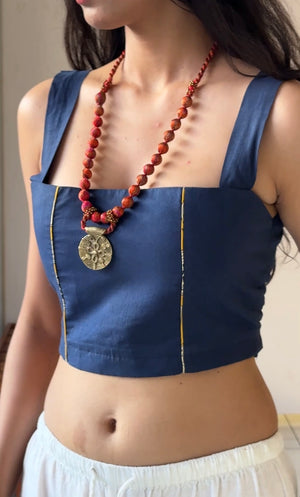 Saree Bead Dhokra Necklace By Qurcha