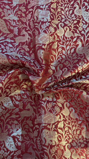 Cherry Gold Brocade Corset With Sleeves