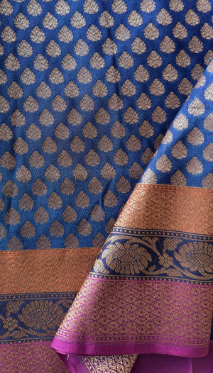 Blue Banarasi Halter Pencil Dress