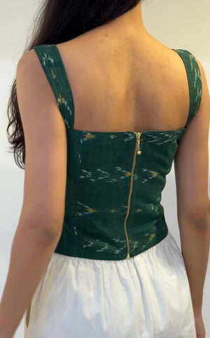 Emerald Ikat Sweetheart Top