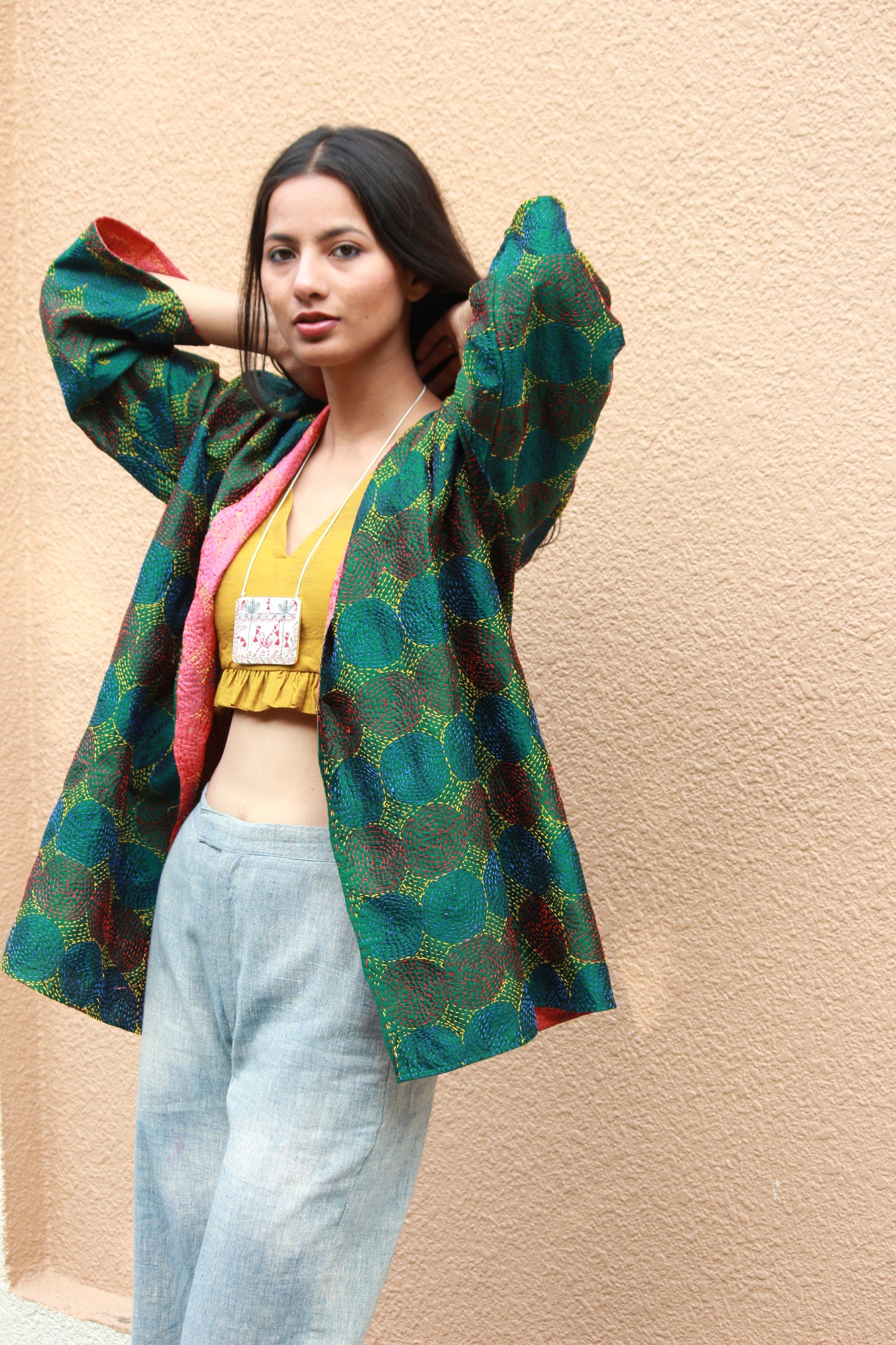 Hand Embroidered Silk Reversible Jacket