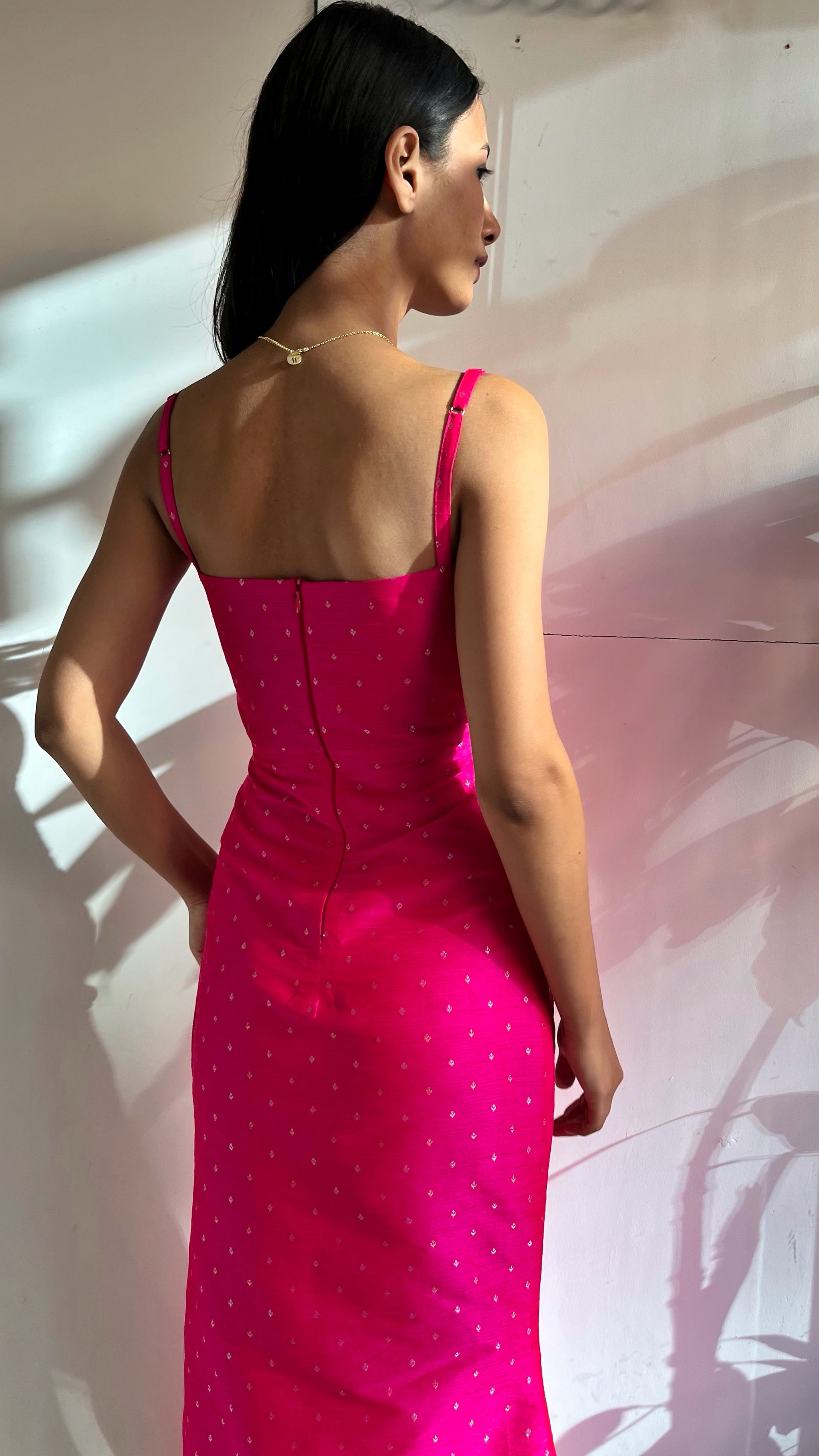 Hot Pink Corset Bodycon Dress - Mogra Designs Hot Pink Corset Bodycon Dress - Mogra Designs