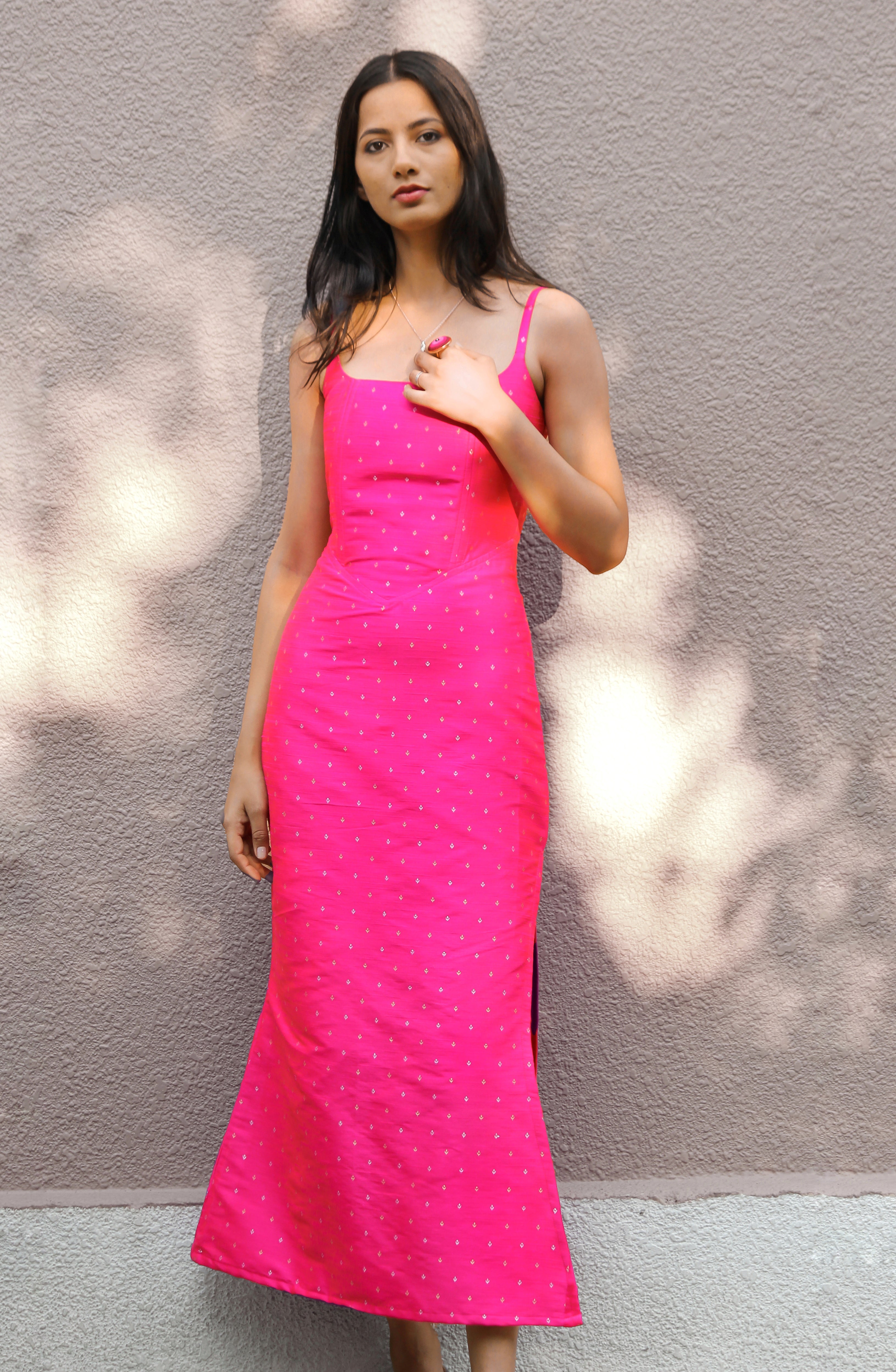 Hot Pink Corset Bodycon Dress