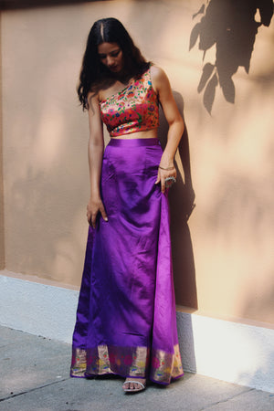 Purple Paithani Skirt and Top Set