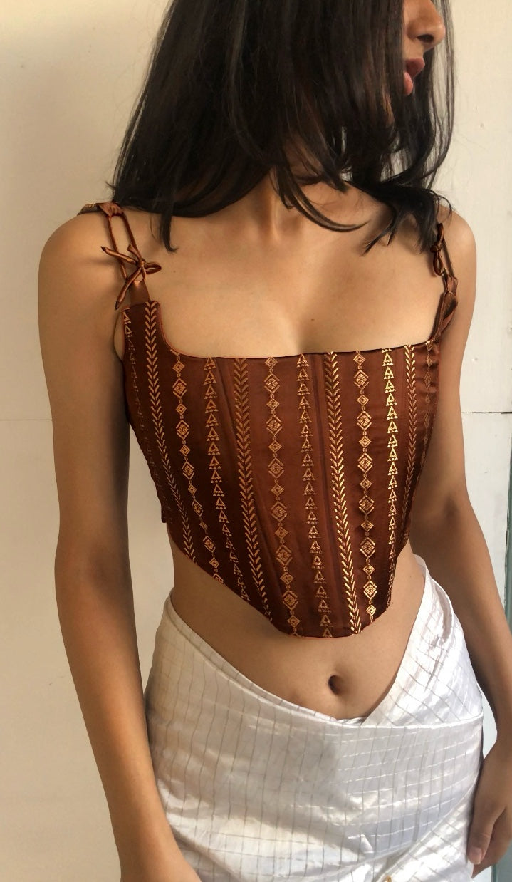 Brown Brocade Victorian Corset