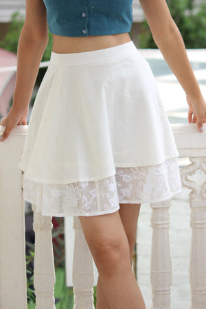 White Layered Mini Skirt