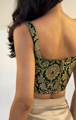 Forest Green Brocade Corset