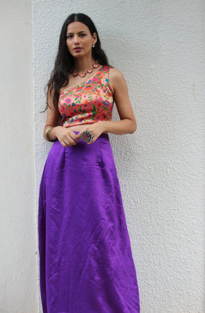 Purple Paithani Skirt and Top Set