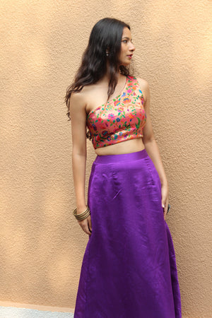 Purple Paithani Skirt and Top Set