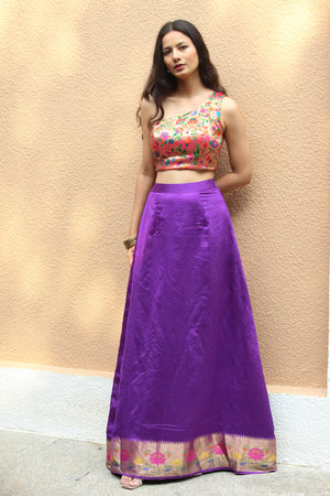 Purple Paithani Skirt and Top Set