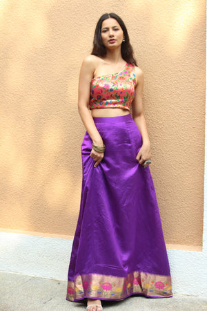 Purple Paithani Skirt and Top Set