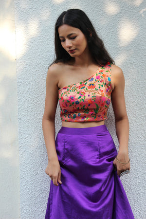 Purple Paithani Skirt and Top Set