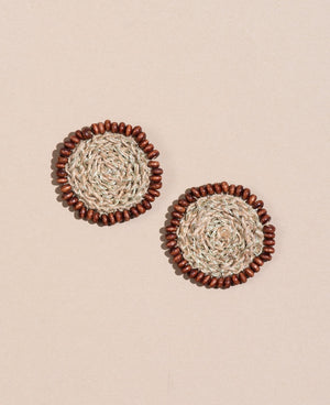 WHE Jute and Wooden Beads Crochet Studs