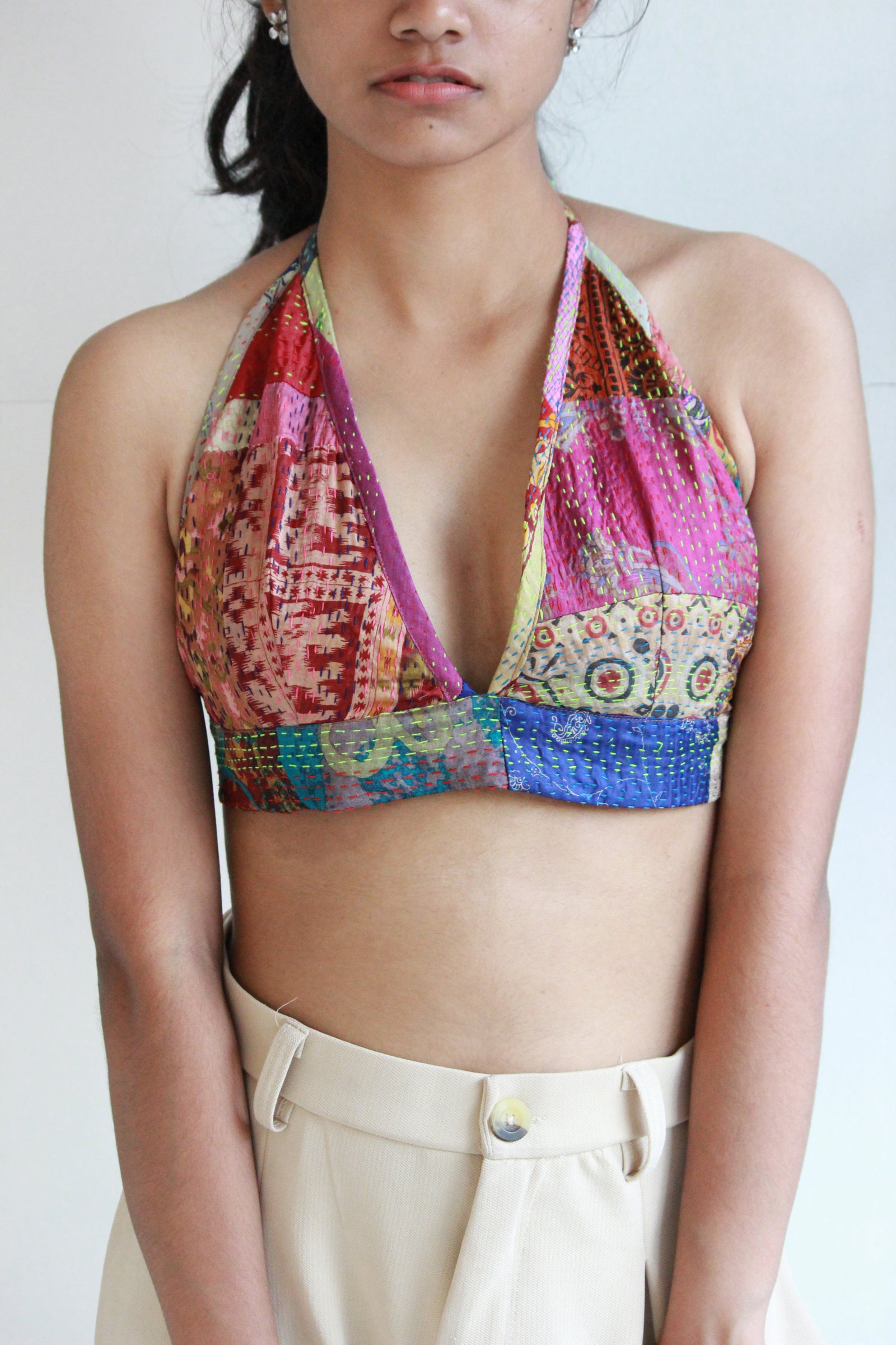 Kantha Silk Bralette By Blue Gulmohar