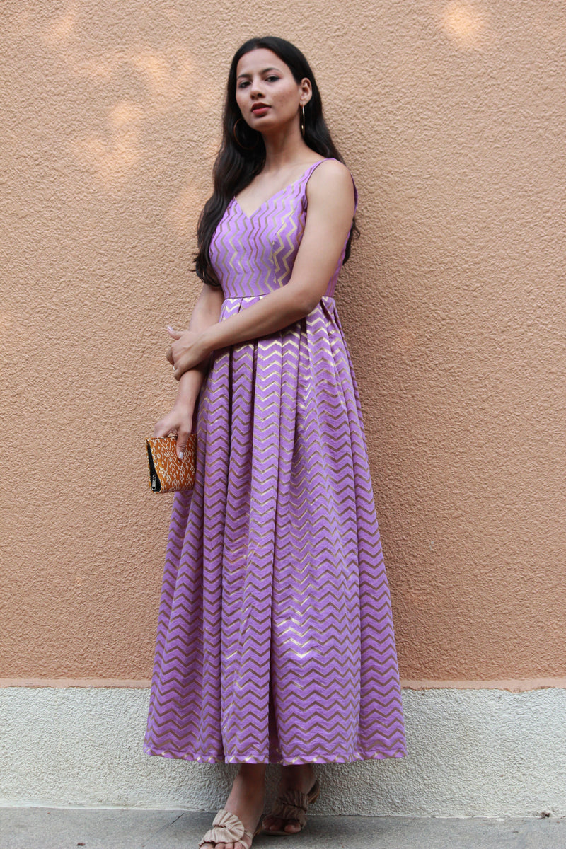 Lilac Bloom Chanderi Dress