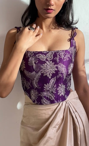 Royal Purple Embroidered Corset