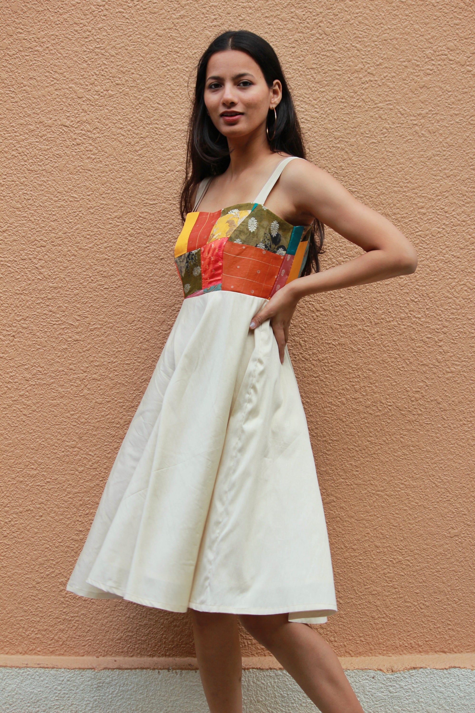 Silk Patchwork Dress - Mogra Designs Silk Patchwork Dress - Mogra Designs