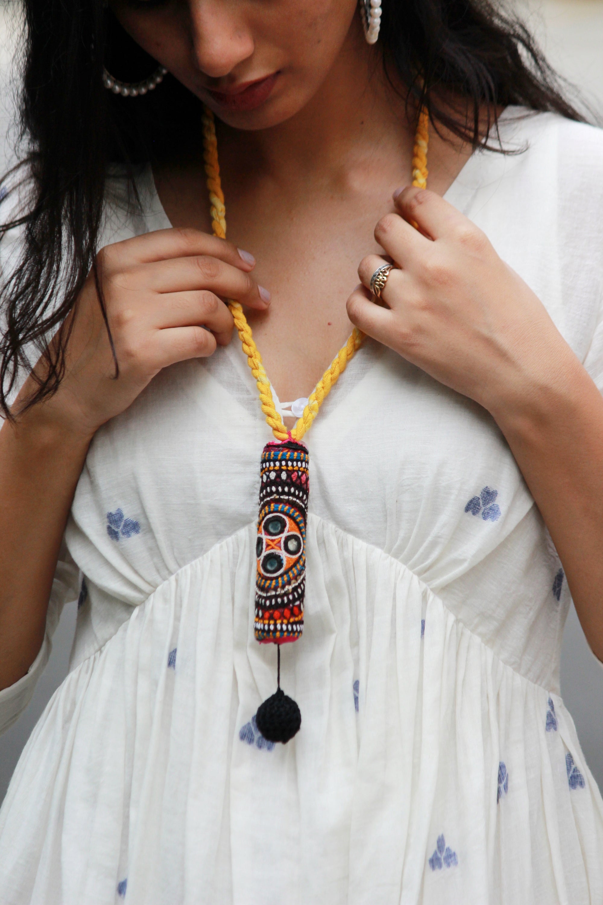 Vintage Embroidered Boho Necklace By Qurcha