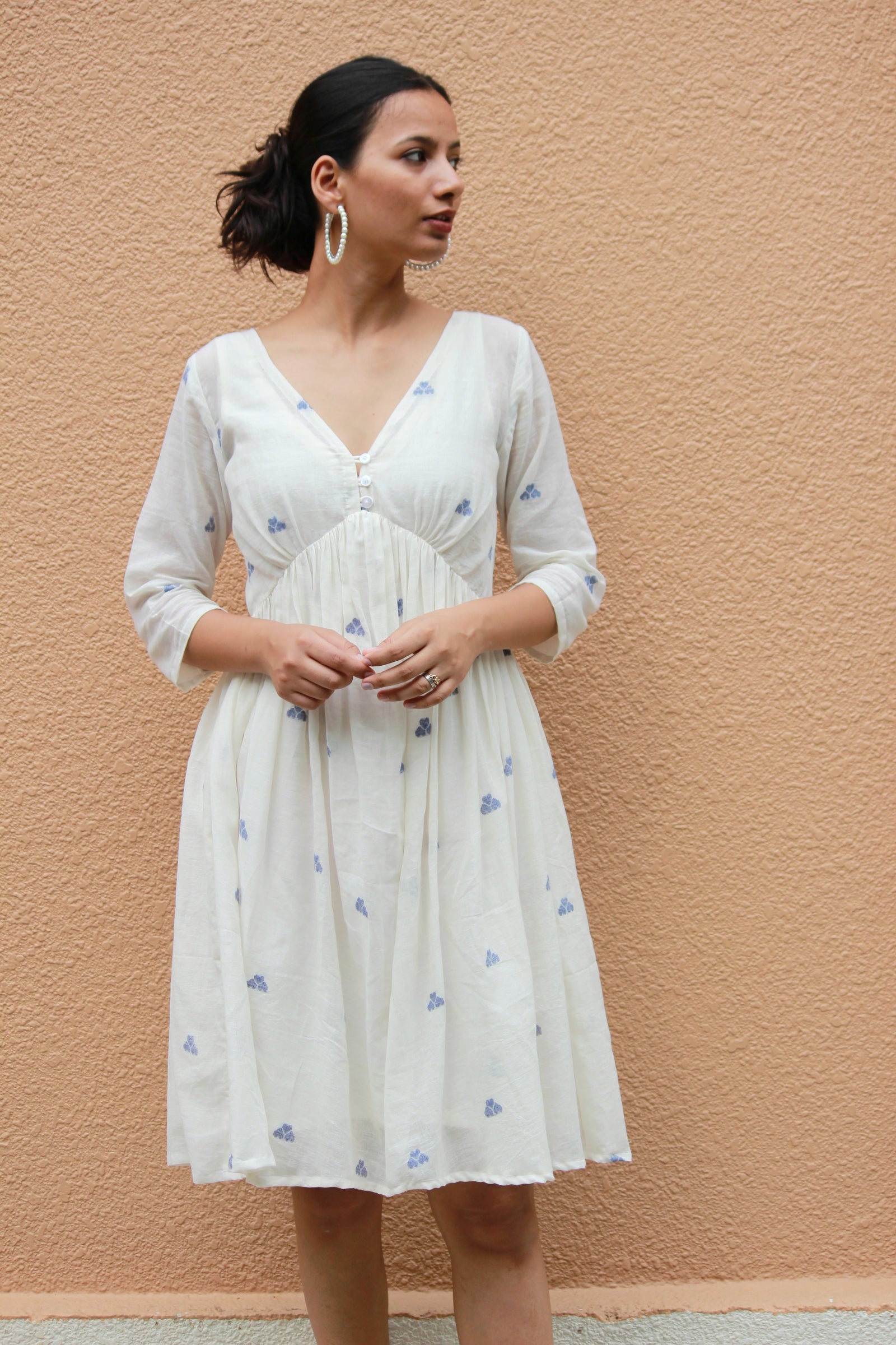 White Jamdani Dress