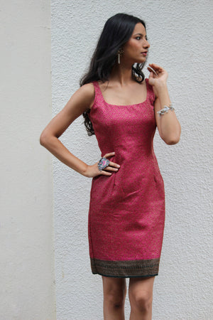 Pink Brocade Pencil Dress
