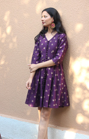 Dark Purple Brocade Dress