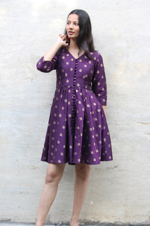 Dark Purple Brocade Dress