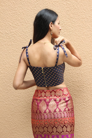 Multi Colour Corset Top And Pencil Skirt Set