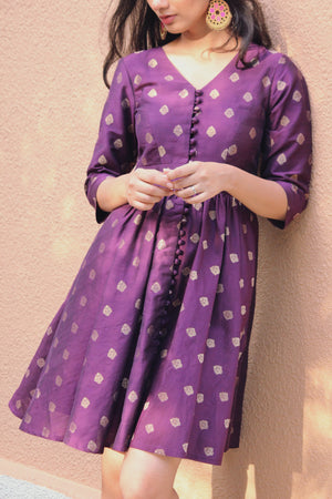 Dark Purple Brocade Dress