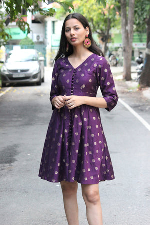 Dark Purple Brocade Dress