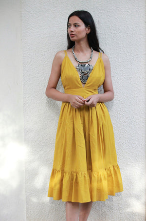 Mustard Plunge Dress