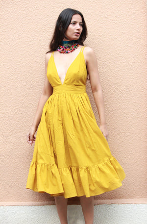 Mustard Plunge Dress