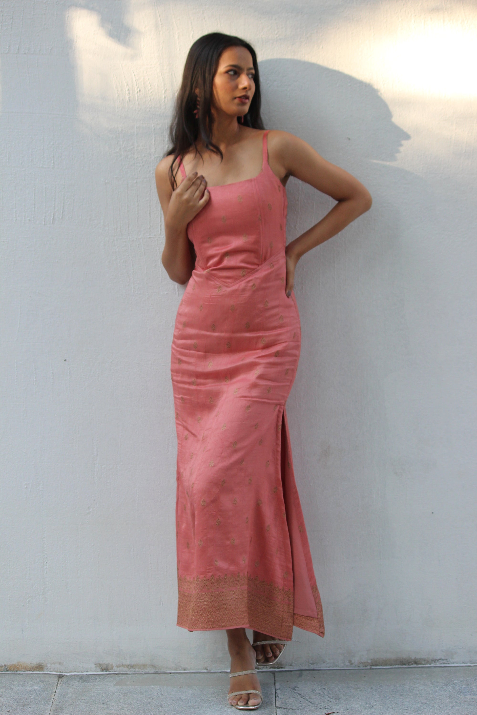 Peach Corset Bodycon Dress - Mogra Designs Peach Corset Bodycon Dress - Mogra Designs