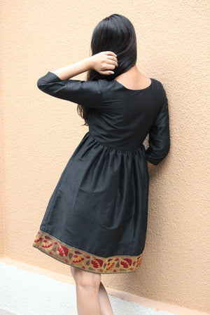 Black Brocade Border Dress