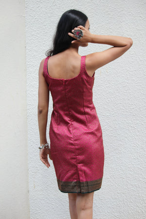 Pink Brocade Pencil Dress