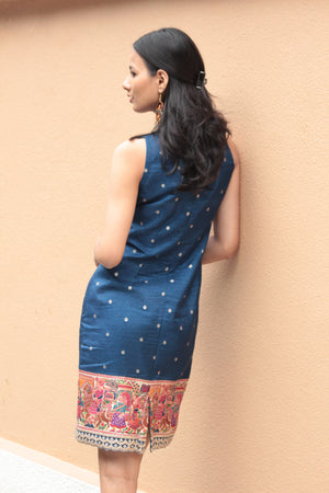 Midnight Blue Halter Saree Dress