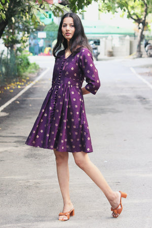 Dark Purple Brocade Dress