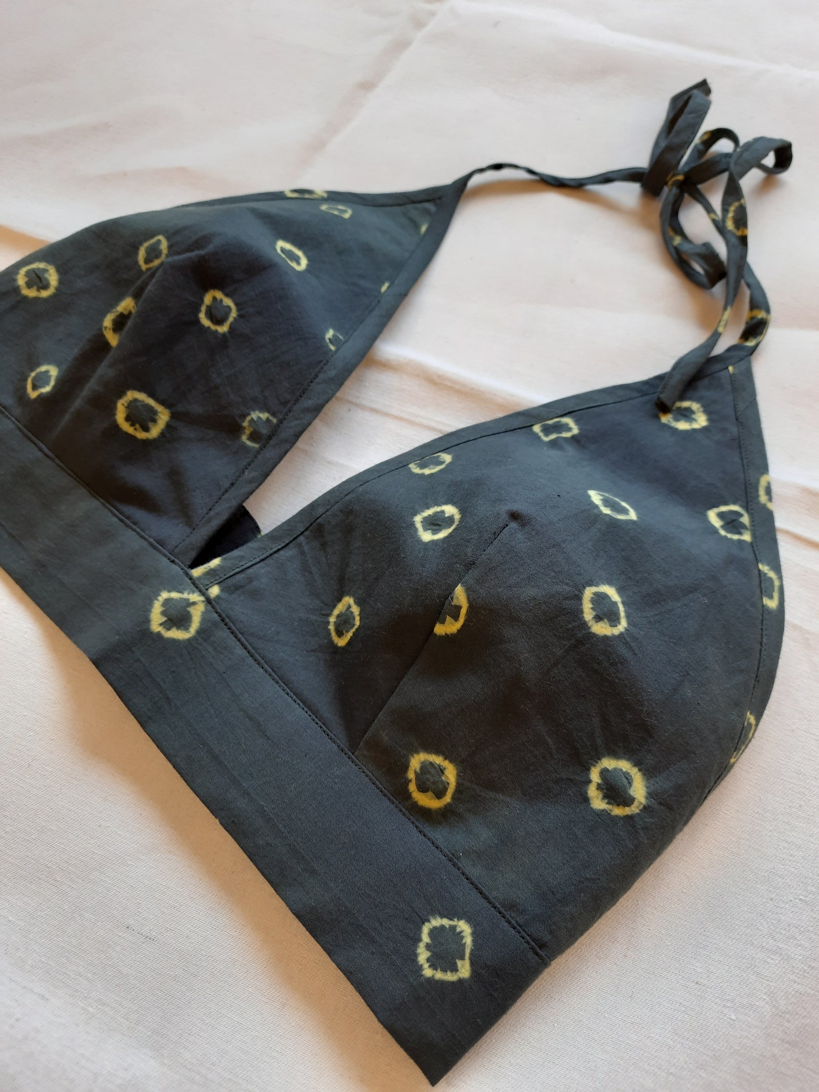 Bottle Green Bandhani Bralette By Blue Gulmohar