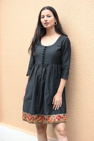 Black Brocade Border Dress