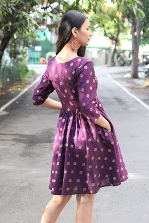 Dark Purple Brocade Dress