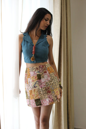 Patchwork Mini Pencil Skirt