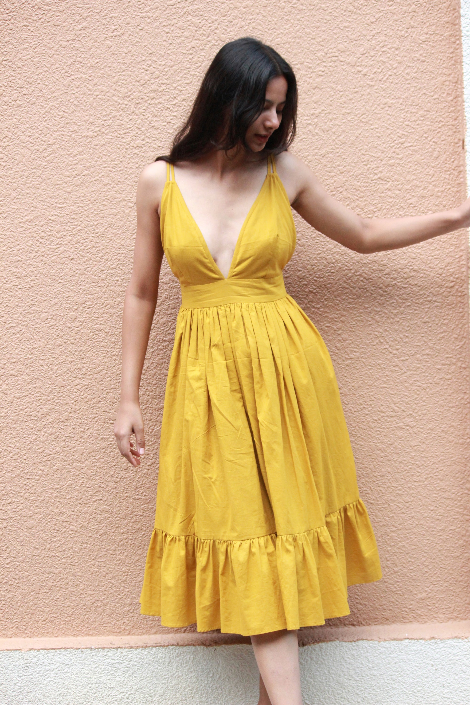 Mustard Plunge Dress