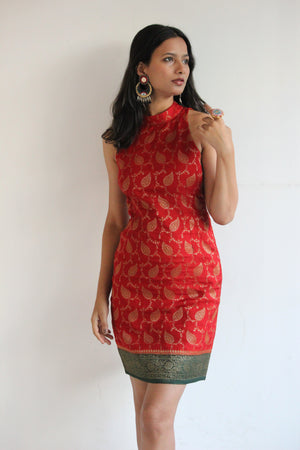 Gulnaar Banarasi Halter Pencil Dress