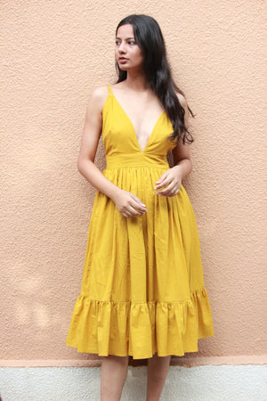 Mustard Plunge Dress