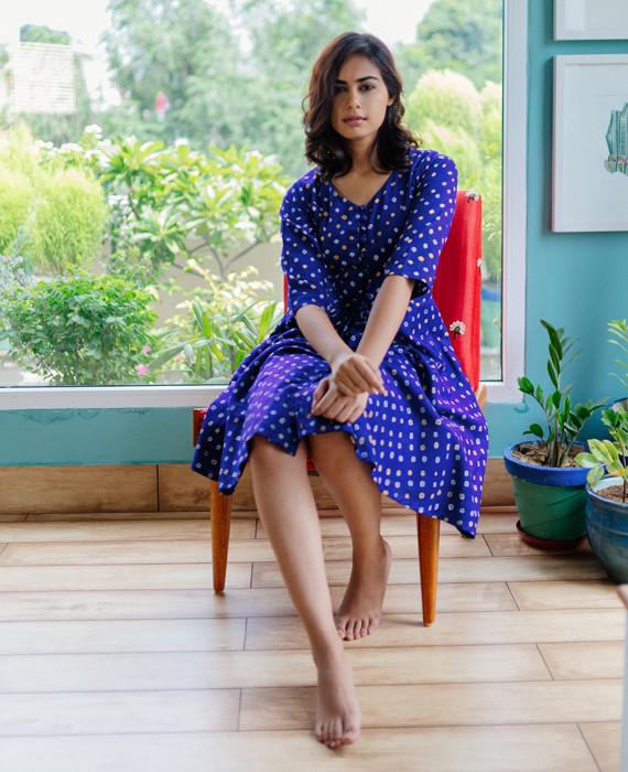 Handcrafted Bandhani Fit & Flare Dress - Mogra Designs