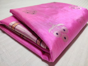 Pink Silver Zari Silk Saree